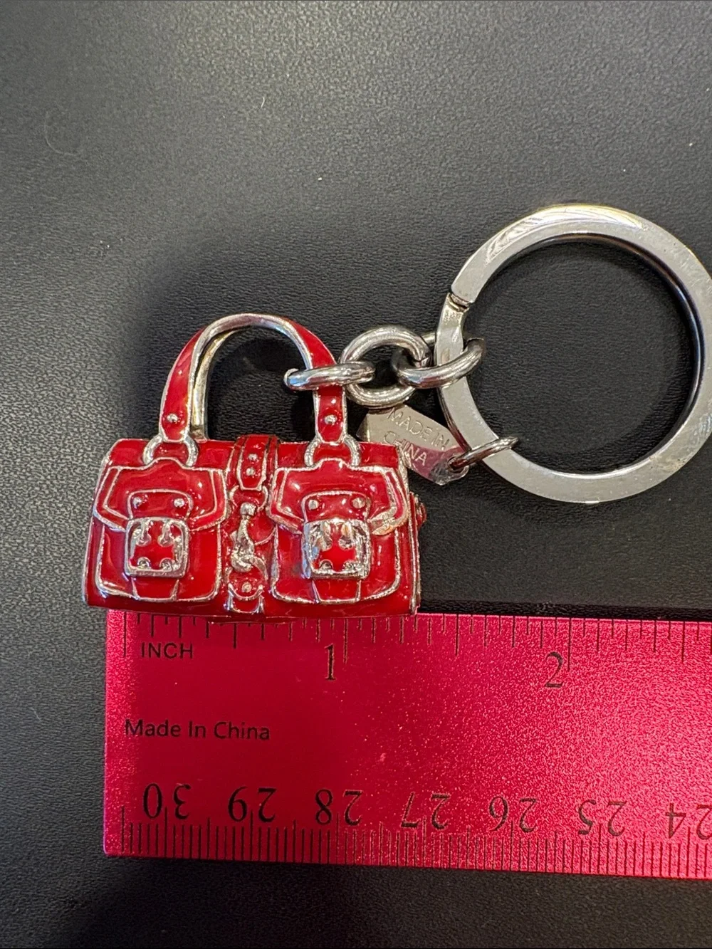 Coach Red Enamel Handbag Keychain